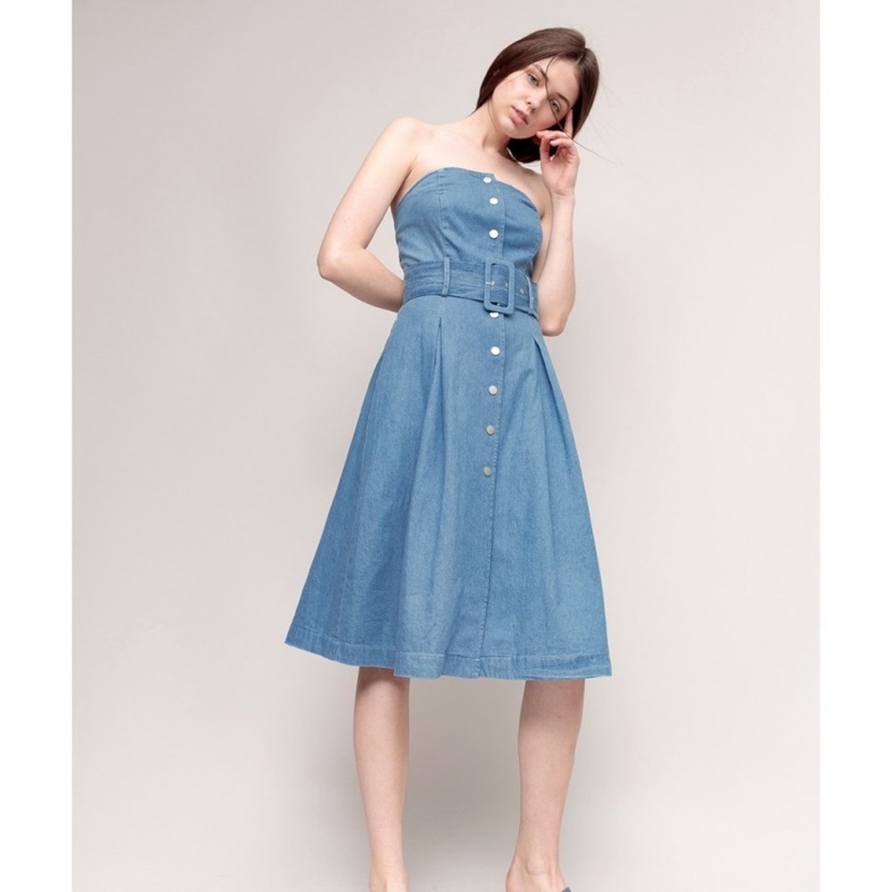 BNWT - JOA strapless denim dress size Small